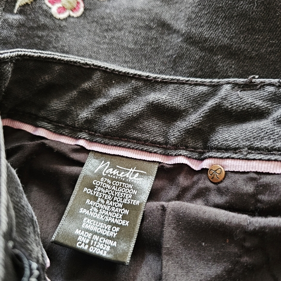 Nanette Lepore Floral Embroidered Birds Black HW Astor Skinny Jeans - Picture 16 of 16